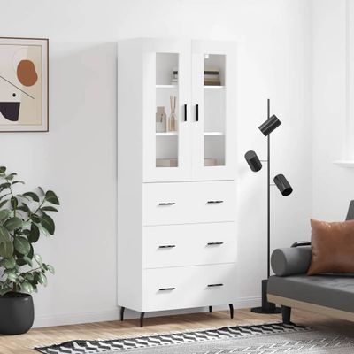 vidaXL Vysoká skrinka biela 69,5x34x180 cm spracované drevo