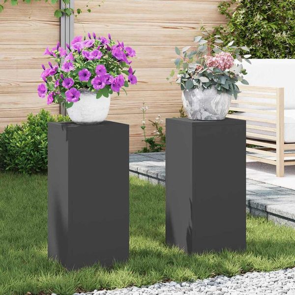 vidaXL Stojan na rastliny 2 pcs Čierna 24 x 24 x 55 cm Oceľ