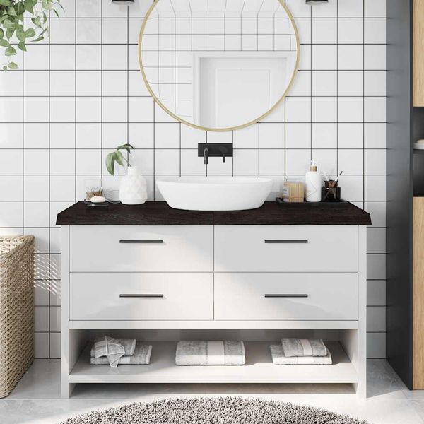 vidaXL Kúpeľňová doska tmavohnedá 140x40x(2-6) cm ošetrený masív