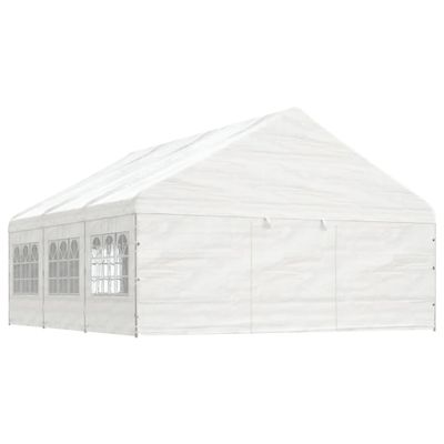 vidaXL Altánok so strechou, biely 6,69x5,88x3,75 m, polyetylén
