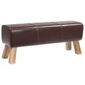vidaXL lavička 110 x 30 x 45 cm Skutočná koža Tmavohnedá