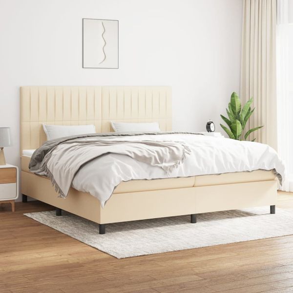 vidaXL Boxspring posteľ s matracom krémová 200x200 cm látka