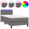 vidaXL Boxspring posteľ s matracom a LED sivá 80x200 cm umelá koža
