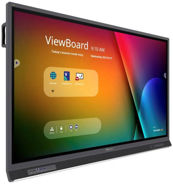 ViewSonic Flat Touch Display IFP6552-1B/ 65"/ UHD / 16/7 /400cd / Android 8-64/ OPS/ HDMI/ VGA/ DP/ HDMIout/ USB-C LED displej, dotykový, 65", IPS, 4K Ultra HD 3840x2160, 8ms, 400cd/m2, DisplayPort, VGA, 4x HDMI, 4x USB, USB typ C, RS232, LAN,