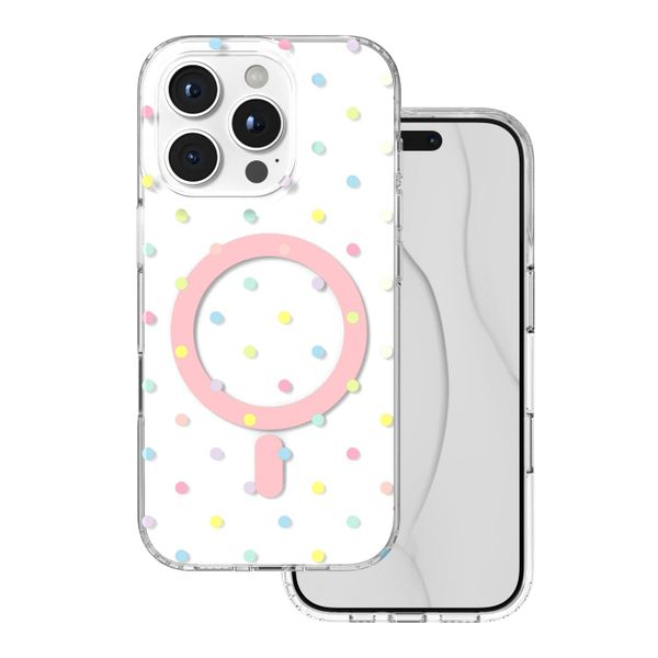 Puzdro Bubble Dots Mag pre iPhone 16 Pro 6,3" biela