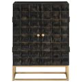 vidaXL Komoda čierna 55x34x75 cm masívne mangovníkové drevo a železo