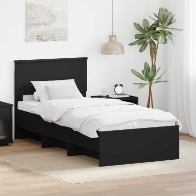 vidaXL Rám postele s čelnou doskou Čierna 80 x 200 cm Kompozitné drevo