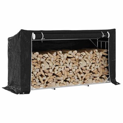 vidaXL Regál na krbové drevo s pláštenkou 200,5x60,5x110,5 cm