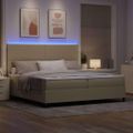 vidaXL LED box s pružinami Svetlo šedá a biela 200 x 200 cm