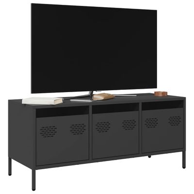 vidaXL TV skrinka čierna 101,5x39x43,5 cm oceľ valcovaná za studena