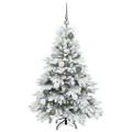 vidaXL Umelý vianočný stromček s 150 LED-i Biela 120 cm PE a PVC