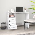 vidaXL Stolík so zásuvkami lesklý biely 102x50x76 cm spracované drevo