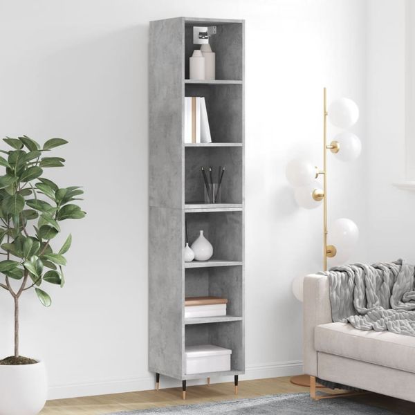 vidaXL Vysoká skrinka betónová sivá 69,5x32,5x180 cm spracované drevo