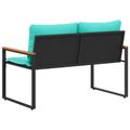 vidaXL lavička s vankúšom Čierna a tyrkysová 115 x 65 x 72 cm Ratan