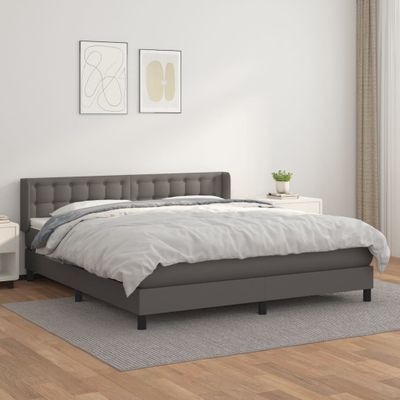 vidaXL Boxspring posteľ s matracom sivá 180x200 cm umelá koža