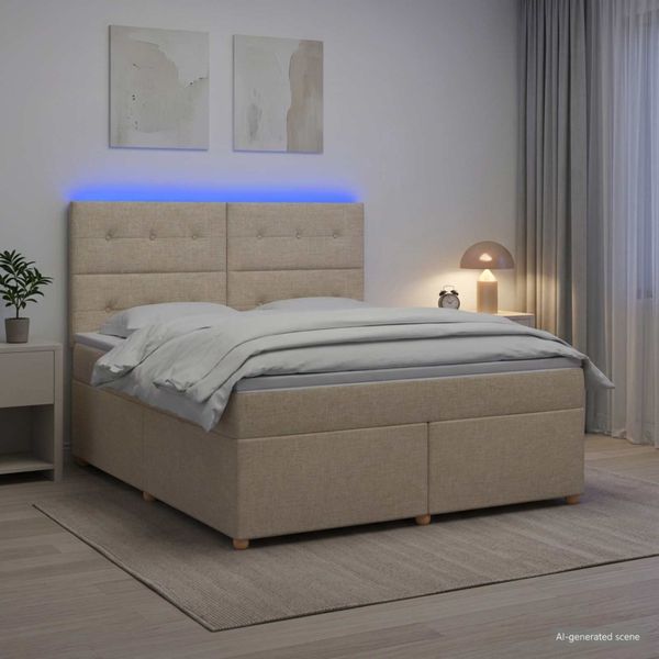 vidaXL Posteľ boxspring s matracom Krémová 180 x 200 cm Látka