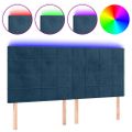 vidaXL Čelo postele s LED tmavomodré 160x5x118/128 cm zamat