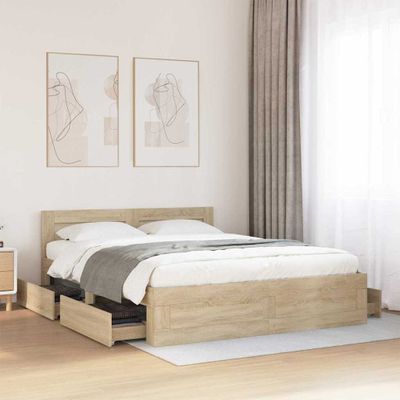 vidaXL Rám postele 2 ks Sonoma 153 x 203 cm Kompozitné drevo