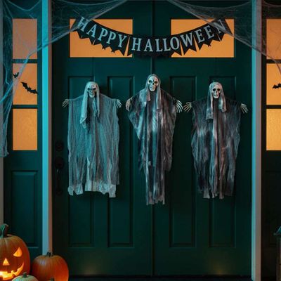 vidaXL Visiaci duch na Halloween 3 pcs Čierna 66 x 110 cm Polyester