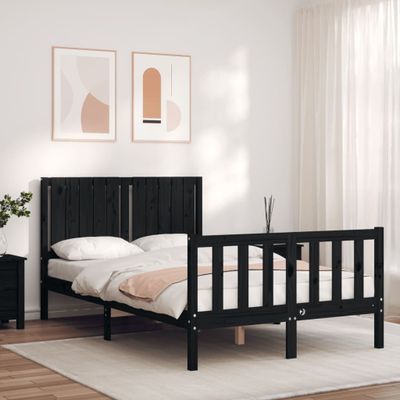 vidaXL Posteľný rám s čelom čierny 120x200 cm masívne drevo