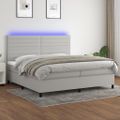 vidaXL Posteľ boxsping s matracom a LED bledosivá 200x200 cm látka
