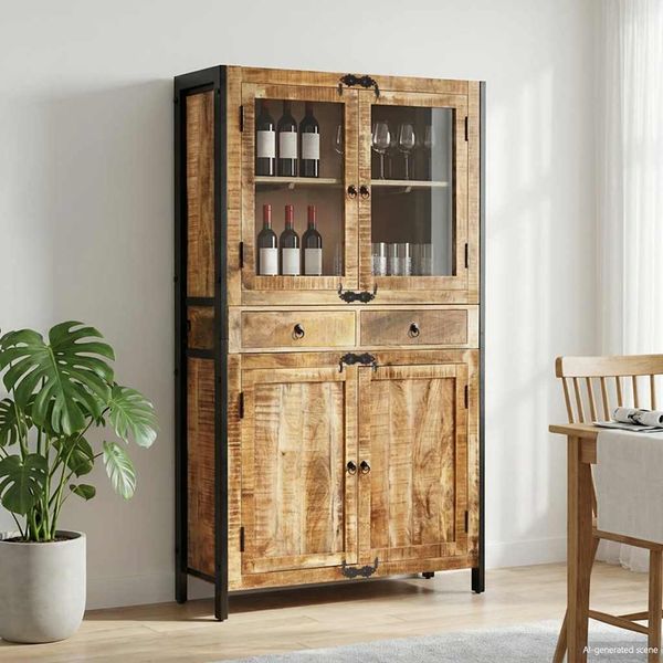 vidaXL Vysoká komoda 100x40x175 cm masívne surové mangovníkové drevo