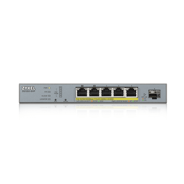 ZYXEL GS1350-6HP 6 portový spravovaný CCTV PoE switch, 60W, 802.3BT