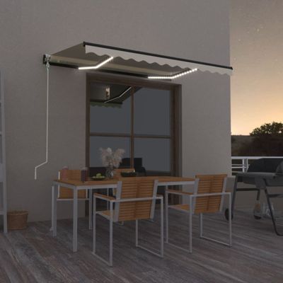 vidaXL Automatická markíza, LED a senzor vetra 350x250 cm, krémová