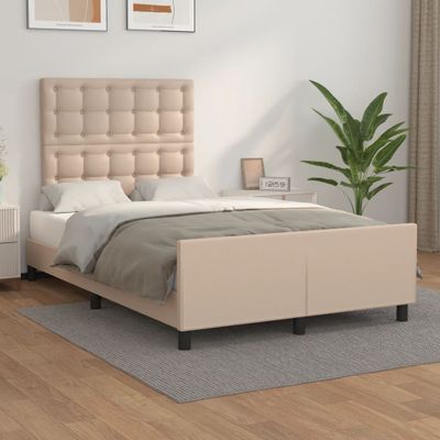 vidaXL Posteľný rám s čelom kapučínový 120x200 cm umelá koža