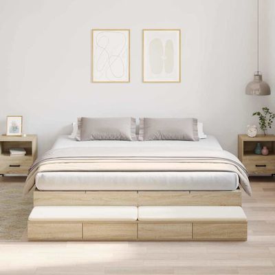 vidaXL Rám postele s úložným prostorem so zásuvkou Sonoma dub 180 cm
