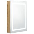 vidaXL LED kúpeľňová zrkadlová skrinka biela a farba dubu 50x13x70 cm