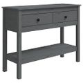 vidaXL Konzolový stolík sivý 100x35x75 cm masívne borovicové drevo