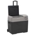 vidaXL Chladiaci box s kolieskom a adaptérom čierno-sivý 50 l PP
