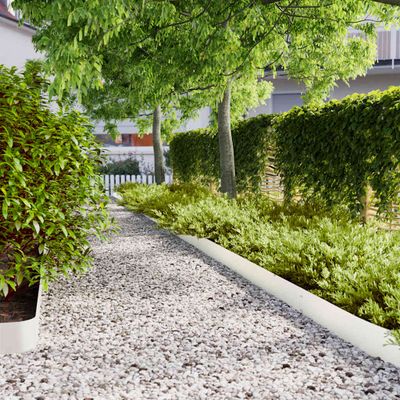 vidaXL Obrubník trávnika 10 ks 15 x 103 cm Biela