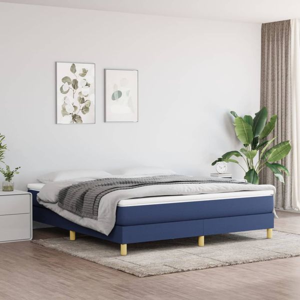 vidaXL Posteľný rám s boxspringom modrý 180x200 cm látka