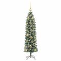 vidaXL Umelý chudý vianočný strom Zelená a biela 150 cm