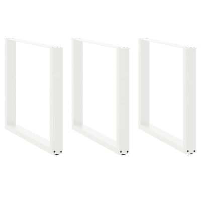 vidaXL Nohy k jedálenskému stolu v tvare U, 3 ks, biele, 90 x (72-73) cm, oceľové