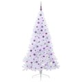 vidaXL Umelý vianočný stromček s 300 LED-i Biela 210 cm PVC a oceľ