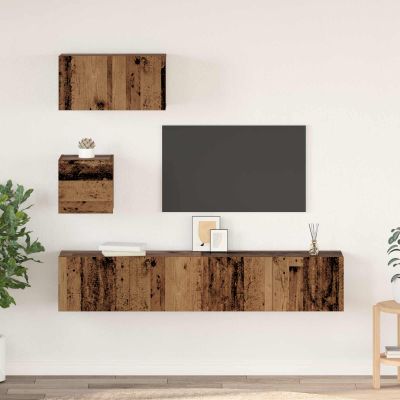 vidaXL Zostava TV skriniek Nástenný 3 pcs Staré drevo Kompozitné drevo