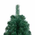vidaXL Osvetlený umelý polovičný vianočný stromček+gule, zelený 210 cm