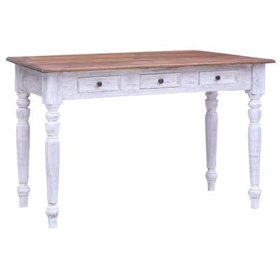 vidaXL Písací stôl so zásuvkami, biely 117x57x75 cm, mahagónové drevo