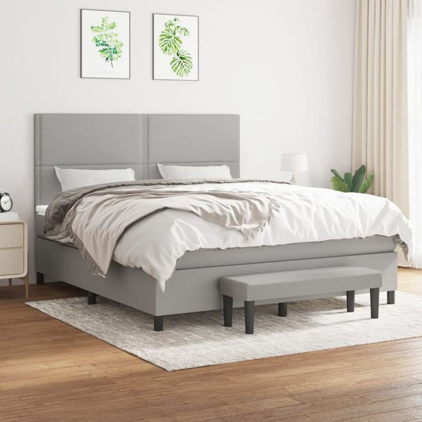 vidaXL Boxspring posteľ s matracom bledosivá 180x200 cm látka