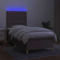 vidaXL Posteľ boxsping s matracom a LED sivohnedá 80x200 cm látka