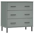 vidaXL Komoda s 3 zásuvkami sivá 77x40x79,5 cm masívne drevo OSLO