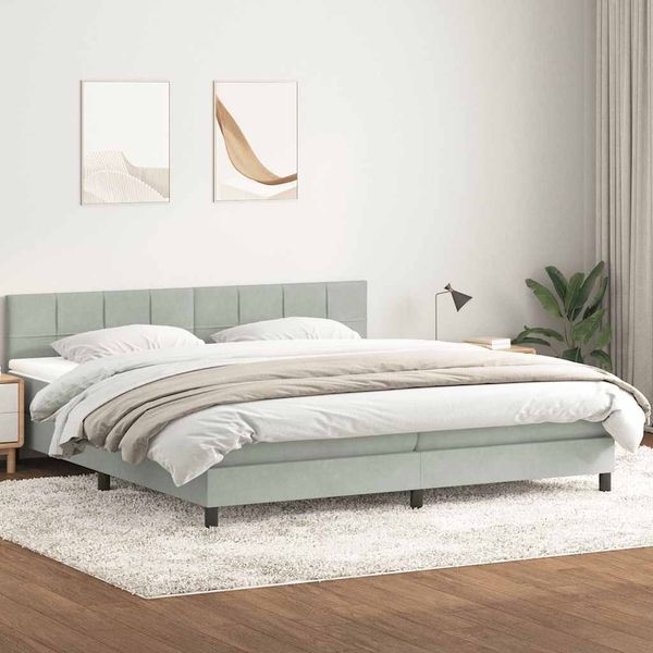 vidaXL Posteľný rám boxsping s matracom bledosivý 180x210 cm zamat