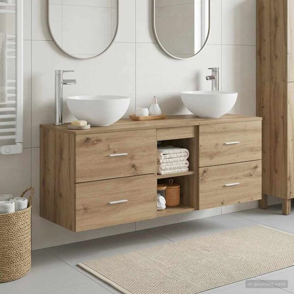 vidaXL Set kabinetov do kúpeľne 3 ks Dub artisan 49,5 x 41 x 64,5 cm