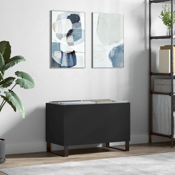 vidaXL Skrinka na platne čierna 74,5x38x48 cm kompozitné drevo