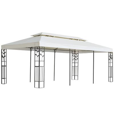vidaXL Altánok s dvojitou strieškou, biely 6x3 m, oceľ