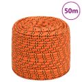 vidaXL Lodné lano oranžové 10 mm 50 m polypropylén