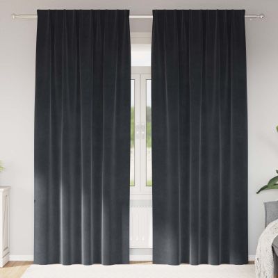 vidaXL Zatemňovacie závesy 2 pcs Tmavo šedá 140 x 260 cm Zamat